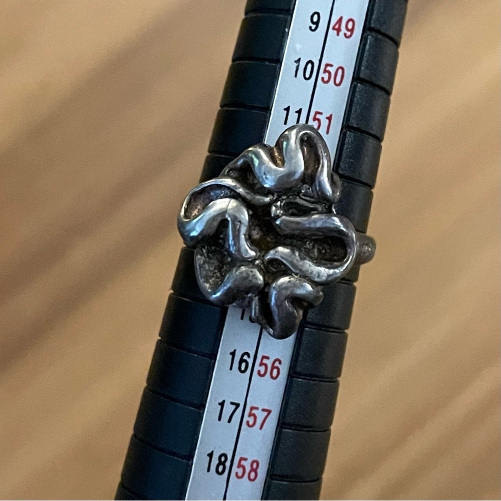 Vintage Israel stamped 925 sterling silver Brutalist freeform ring sz 6.5 - Picture 14 of 16